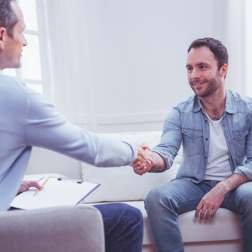 Counselor and patient meeting