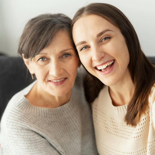 happy mother and daughter